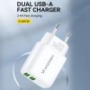 WOZINSKY ŁADOWARKA 2X USB-A 2,4A DO TELEFONÓW I URZĄDZEŃ BIAŁA KOMPAKTOWA