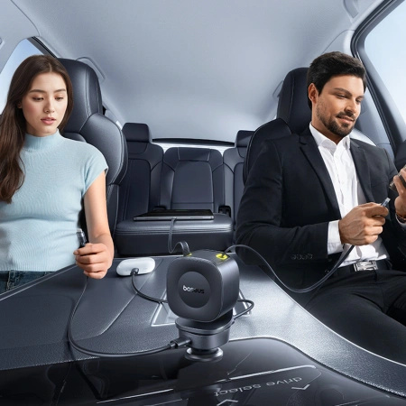 Ładowarka samochodowa Baseus PrimeTrip VR2 Max 60W ze zwijanymi kablami USB-C - czarna