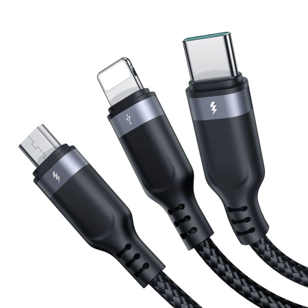 Kabel 3-w-1 Joyroom Multi-Use Series S-1T3018A18 Lightning USB-C micro USB 1.2m - czarny