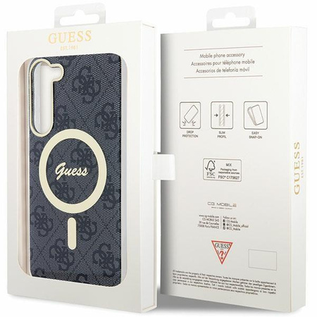 Etui Guess GUHMS23MH4STK S23+ S916 - czarne 4G MagSafe