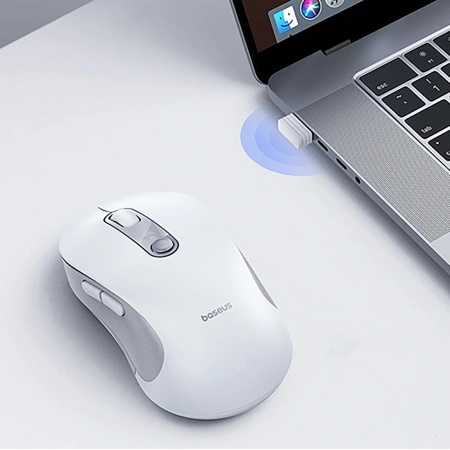 Mysz bezprzewodowa Baseus F02 ergonomiczna USB 2.4GHz - biała
