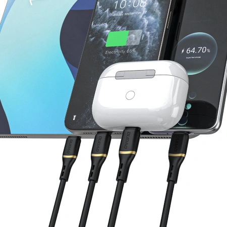 Kabel Dudao L25L 30W USB-A - Lightning z oplotem z miękkiego silikonu Lightning 1m - czarny