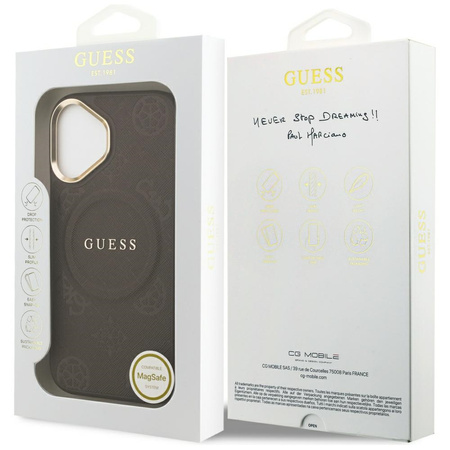 Etui Guess Peony Hot Stamp MagSafe do    iPhone 17 brązowy