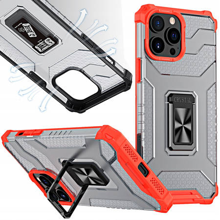 Crystal Ring Case pancerne hybrydowe etui pokrowiec + magnetyczny uchwyt iPhone 12 Pro Max czerwony
