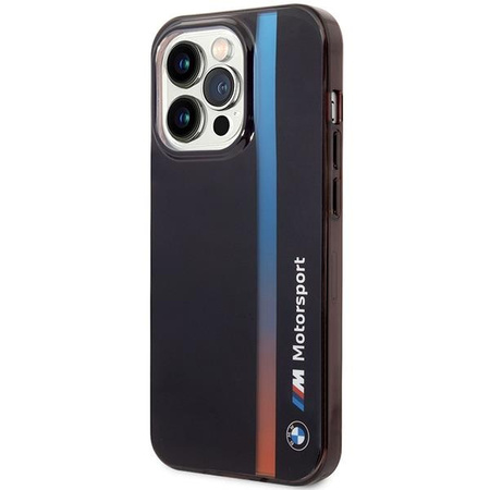 Etui BMW BMHCP14L22HVGV na iPhone 14 Pro - czarne IML Tricolor Stripe