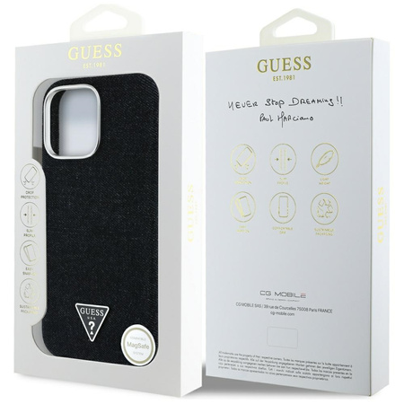 GUESS ETUI DENIM TRIANGLE LOGO DO IPHONE 16 PRO MAX DO MAGSAFE STYLOWA