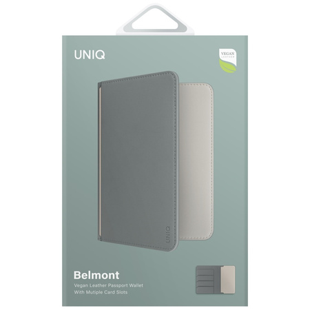 Etui na paszport UNIQ Belmont blokada    RFID zielony kość słoniowa