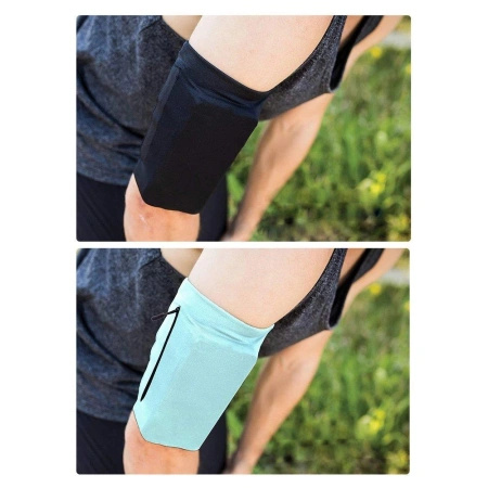 Elastyczny materiałowy armband opaska na ramię do biegania fitness L różowa