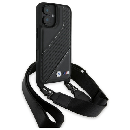 BMW BMHCP16M23PSCCK iPhone 16 Plus 6.7  czarny/black hardcase M Edition Carbon Stripe & Strap
