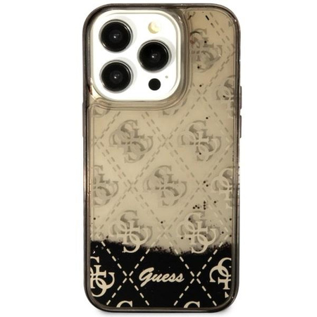 Etui Guess GUHCP14LLC4PSGK na iPhone 14 Pro - czarne Liquid Glitter 4G Transculent