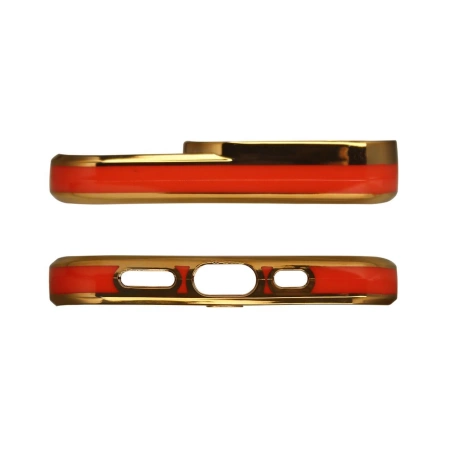 HURTEL FASHION CASE ETUI DO IPHONE 12 PRO MAX POKROWIEC ŻELOWY ZŁOTA RAMKA
