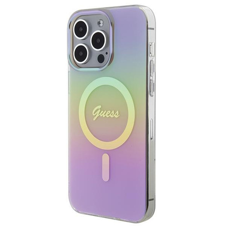 Etui Guess IML Iridescent MagSafe na iPhone 15 Pro - różowe
