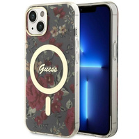 Etui Guess GUHMP14MHCFWSA na iPhone 14 Plus 6.7" zielony/khaki hardcase Flower MagSafe