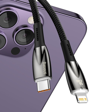 Baseus Glimmer Series kabel do szybkiego ładowania USB-C - Lightning 480Mb/s PD 20W 2m czarny