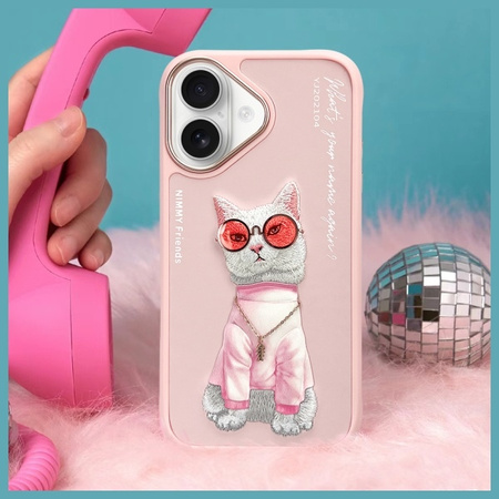 NIMMY ETUI DO IPHONE 16 6.1 GLASSES COOL CAT DESIGN Z POKROWCEM OCHRONNYM