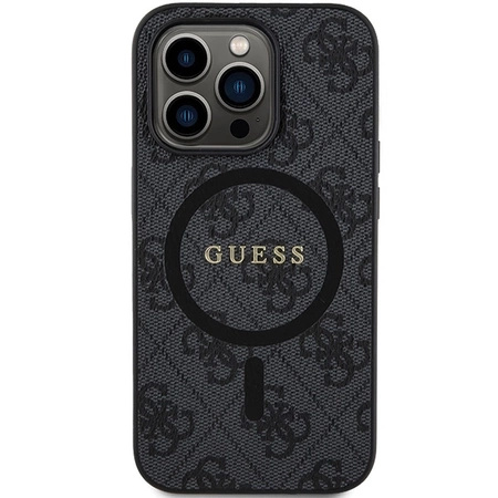 Etui Guess 4G Collection Leather Metal Logo MagSafe na iPhone 14 Pro Max - czarne