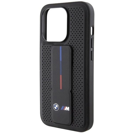 Etui BMW Grip Stand Smooth & Perforated na iPhone 15 Pro Max - czarne