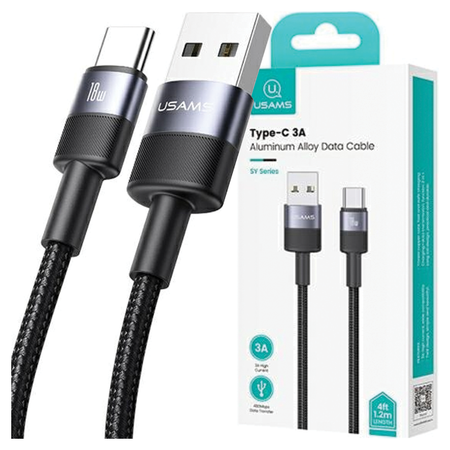 USAMS SET Kabel USB na USB-C 3A 1.2mFast Charging stalowy/tarnish 30 szt. SJ718ZJ01 (US-SJ718)