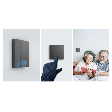 Sonoff inteligentny 3-kanałowy przełącznik ścienny WiFi czarny (M5-3C-86)