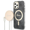 Zestaw Guess GUBPP12MH4EACSK Case+ Charger iPhone 12/12 Pro czarny/black hard case 4G Print MagSafe