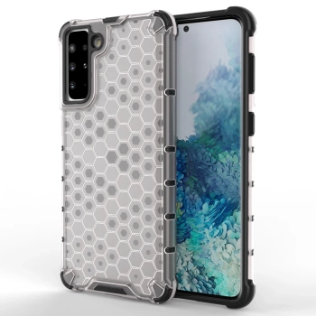 HURTEL ETUI PANCERNE DO SAMSUNG GALAXY S21+ 5G Z ŻELOWĄ RAMKĄ PRZEZROCZYSTE
