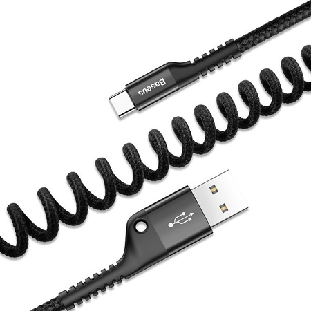 BASEUS KABEL SPRĘŻYNOWY USB-C 1M 2A DO TELEFONÓW ANDROID SZYBKIE ŁADOWANIE