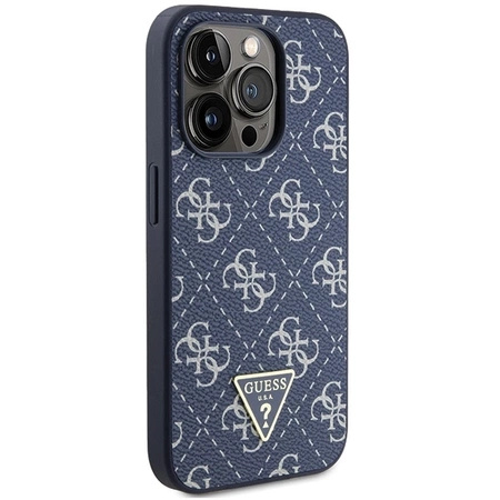 Etui Guess 4G Triangle Metal Logo na iPhone 15 Pro - niebieskie