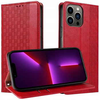 Magnet Strap Case etui Samsung Galaxy S23 Ultra pokrowiec z klapką portfel mini smycz podstawka czerwone
