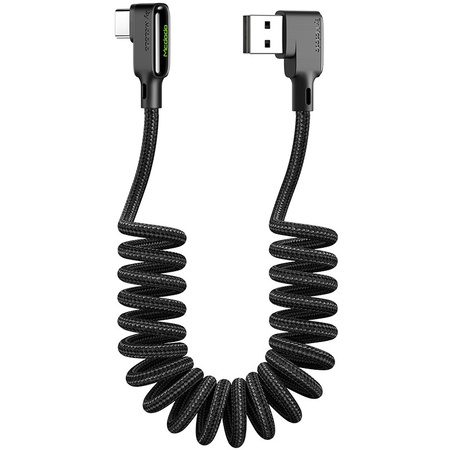 Kabel do telefonu Mcdodo Glue kątowy 90° sprężynka LED USB typ-C 1,8m czarny