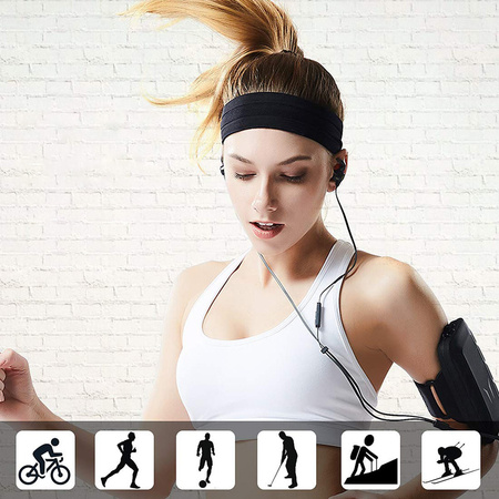 Elastyczna materiałowa opaska na głowę do biegania fitness różowa
