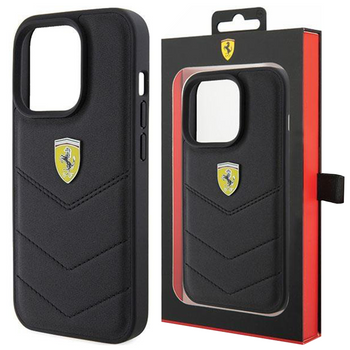 Etui Ferrari Quilted Metal Logo na iPhone 15 Pro Max - czarne