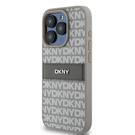 DKNY ETUI HARDCASE LEATHER MONO STRIPE DO IPHONE 15 PRO MAX 6.7 METAL LOGO