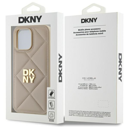 DKNY POKROWIEC DO IPHONE 14 PRO MAX QUILTED STACK LOGO BEŻOWY 6.7 CALA
