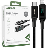 Acefast kabel MFI USB Typ C - Lightning 1,2m, 30W, 3A czarny (C6-01 Black)