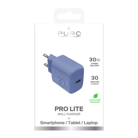 Ładowarka sieciowa Puro Pro Lite 30W USB-C  - niebieska