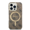 Zestaw Guess GUBPP14LH4EACSW Case+ Charger iPhone 14 Pro 6,1" brązowy/brown hard case 4G Print MagSafe
