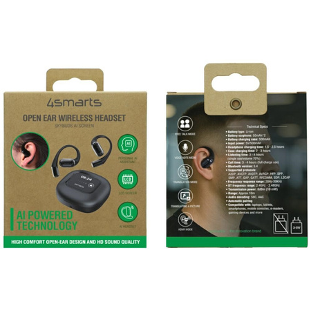 Słuchawki Bluetooth 4smarts SkyBuds OWS  z ekranem AI, czarny