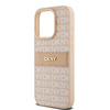DKNY ETUI HARDCASE DO IPHONE 15 PRO LEATHER MONO STRIPE Z METALOWYM LOGO