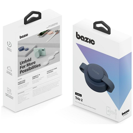 Ładowarka indukcyjna Bazic GoMag Trio 2  3w1 15W magnetyczna do iPhone/Watch/AirPods niebieski