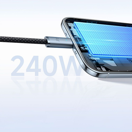 MCDODO KABEL USB-C USB-C SZYBKIE ŁADOWANIE USB TYP C 240W 2M LED CZARNY