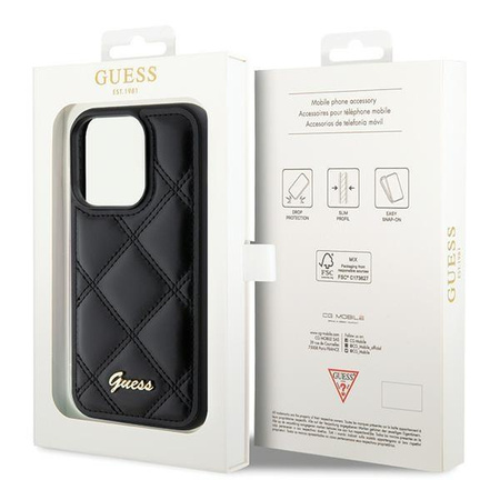 Etui Guess Quilted Metal Logo na iPhone 15 Pro Max - czarne