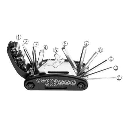 Zestaw narzędzi Wozinsky WMZ-01N multitool rowerowy 16w1 pompka klucze zestaw do dętek - czarny