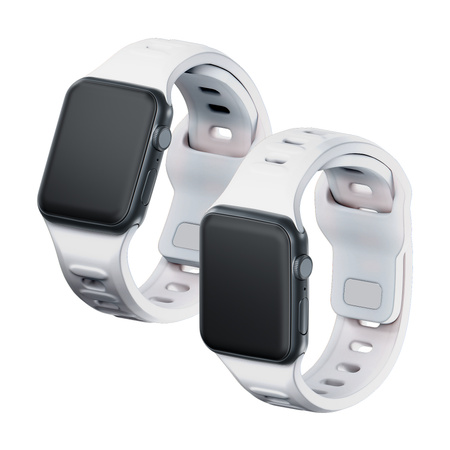 42/44/45/46/49 mm White (big) - 3mk Silicone Watch Strap for Apple