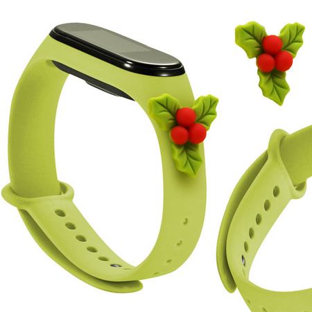 Strap Xmas opaska do Xiaomi Mi Band 6 / Mi Band 5 świąteczny silikonowy pasek bransoletka zielony (jemioła)