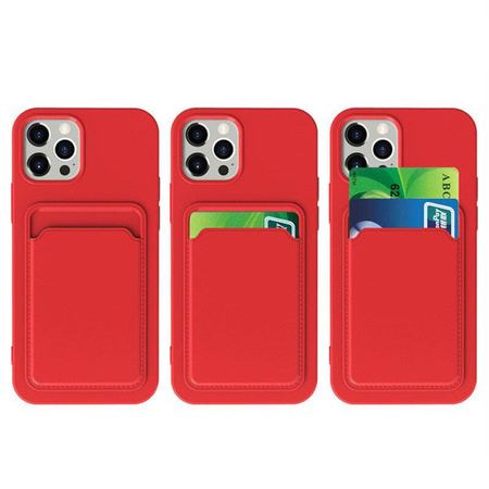 Card Case silikonowe etui portfel z kieszonką na kartę dokumenty do Xiaomi Redmi 10X 4G / Xiaomi Redmi Note 9 bordowy