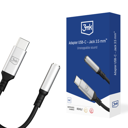 3MK ADAPTER USB-C DO JACK 3,5 MM DO TELEFONÓW Z SYSTEMEM ANDROID SŁUCHAWKI