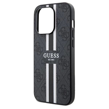 Etui Guess 4G Printed Stripes MagSafe na iPhone 15 Pro Max - czarne