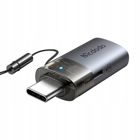 MCDODO ADAPTER PRZEJŚCIÓWKA USB-A DO USB-C CZYTNIK KART TF 512GB OTG LED