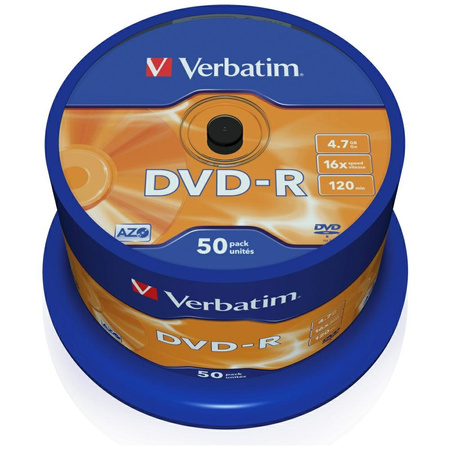VERBATIM PŁYTA DVD R MATT SILVER DO KOMPUTERA ZAPIS DŁUGOTRWAŁY 4.7GB 50