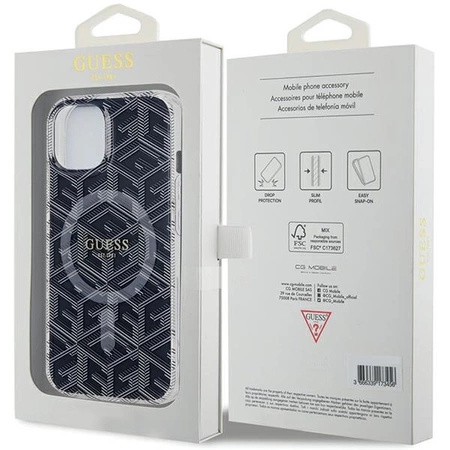Etui Guess IML GCube MagSafe na iPhone 15 / 14 / 13 - czarne